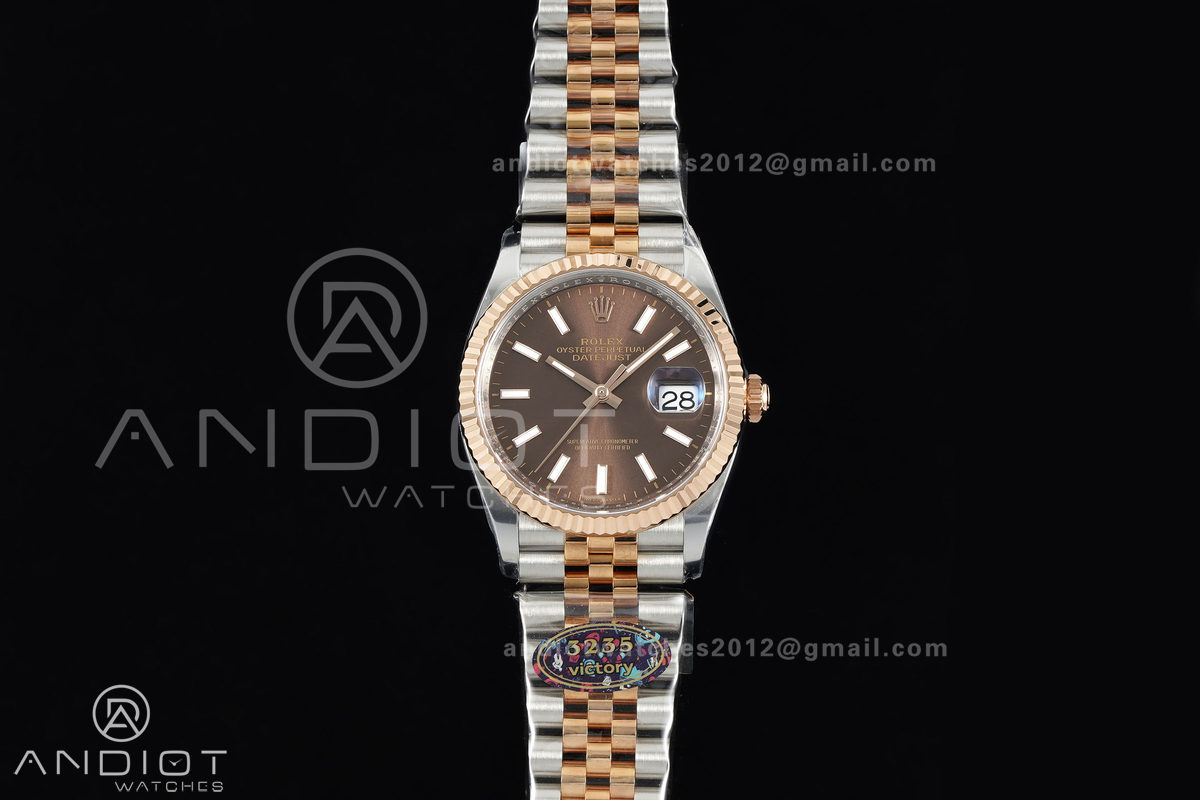 DateJust 36 126231 SS/RG VF 1:1 Best Edition Brown Stick Dial on Jubilee Bracelet DD3235